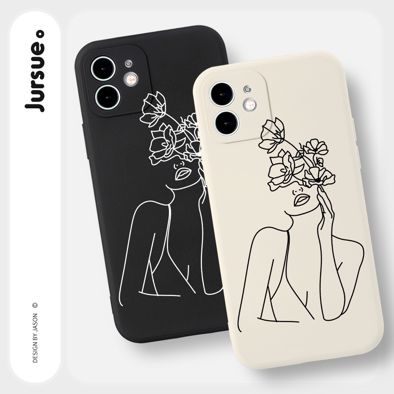 Ốp lưng JURSUE mềm viền vuông hình dễ thương đẹp cho iPhone 13 12 11 Pro Max SE 2020 X XR XS ip 8 7 6 6S Plus kute Y227