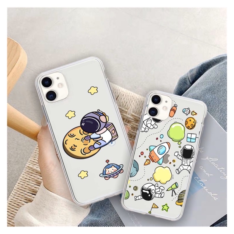 Ốp lưng hình nhà du hành vũ trụ cute viền trong chống ố 5/5s/6/6plus/6s/6splus/7/7plus/8/8plus/x/xs/11/12/pro/max