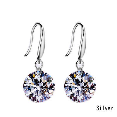 Khuyên tai mạ bạc đính đá nhân tạo lấp lánh thời trang