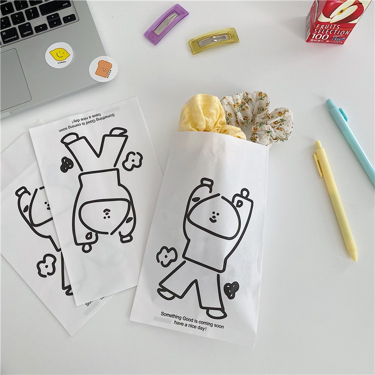 Túi giấy nhỏ gọn họa tiết hình mặt cười hoạt hình màu cam/ xanh dương dễ thương dùng để đựng quà tặng