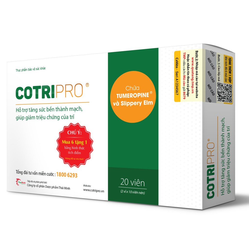 COTRIPRO – Hỗ trợ điều trị trĩ nội, trĩ ngoại, tăng sức bền thành mạch (20 viên)