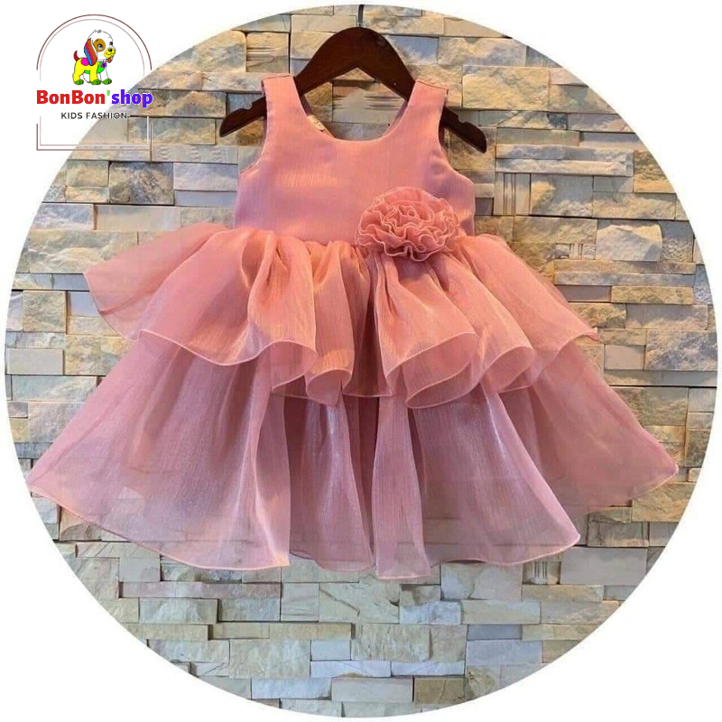 Đầm công chúa dễ thương 2 tầng cho bé gái từ 12-16kg