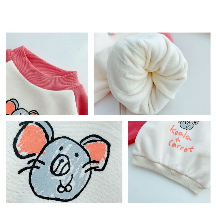 Áo Hoodie lót nhung giữ ấm thời trang thu đông phong cách Hàn Quốc cho bé gái