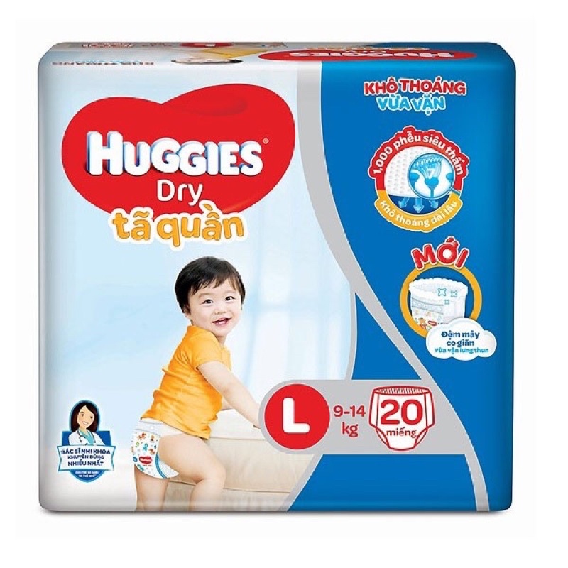 Tã quần Huggies Size M 22/ Size L 20/ Size XL 18/ Size XXL 16 miếng