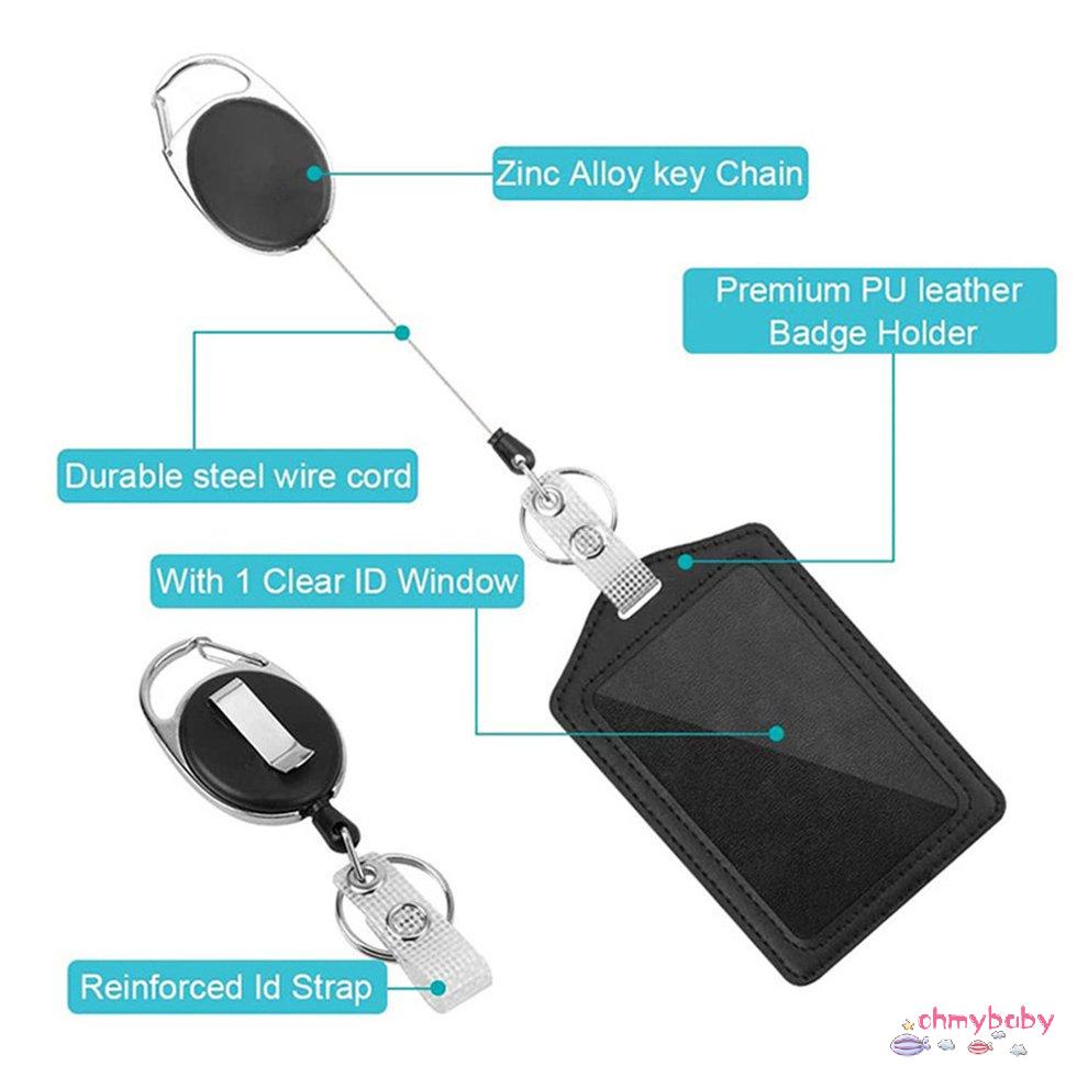 2 cái Chủ thẻ Màu đen Keychain Thời trang Chủ thẻ tín dụng có thể thu lại [8/3]