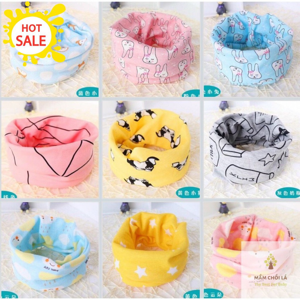 KHĂN ỐNG 🍄𝑭𝒓𝒆𝒆𝒔𝒉𝒊𝒑🍄 Khăn Cotton Quàng Cổ Đa Năng Cho Bé - Mầm Chồi Lá