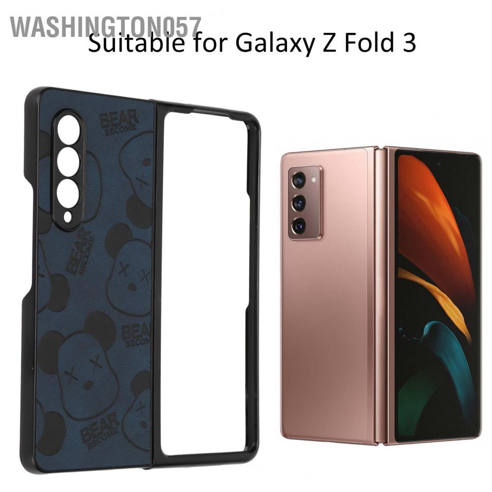 Washington057 Phone Cover Mobile Protective Folding Case Scratch Resistance Violent Bear Pattern for Galaxy Z Fold 3