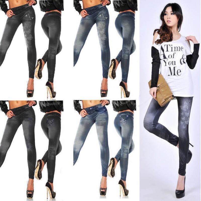 Quần legging giả jeans hình bướm