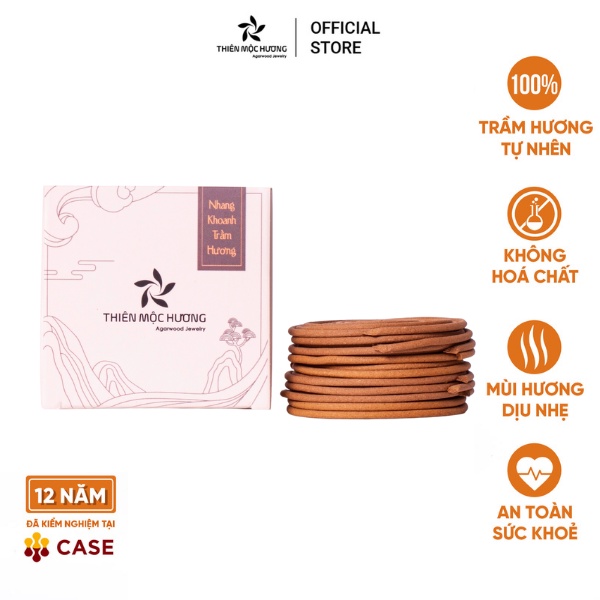 Nhang trầm hương sạch, ít khói, trầm hương tự nhiên THIÊN MỘC HƯƠNG hộp 5 khoanh đôi