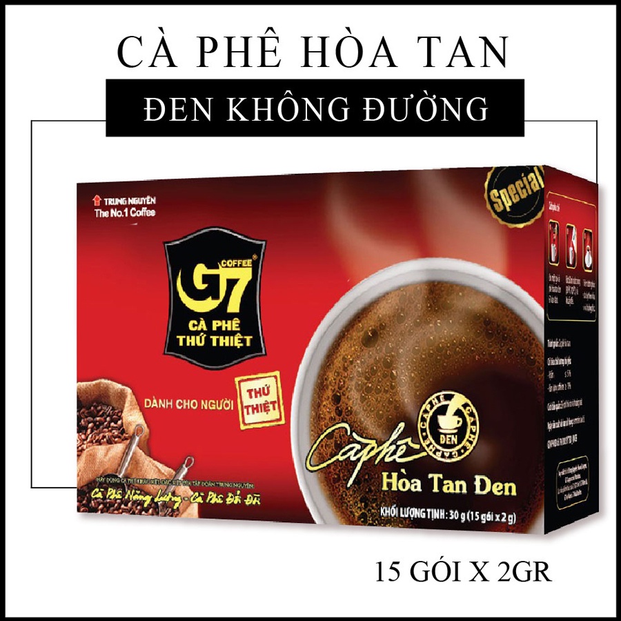 [SenXanh Emart] Cà Phê Đen Hòa Tan không đường Trung Nguyên G7 3in1 (gói x 2g)