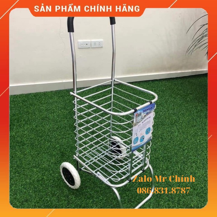 Xe đẩy đi chợ inox có giỏ gấp gọn TL-90