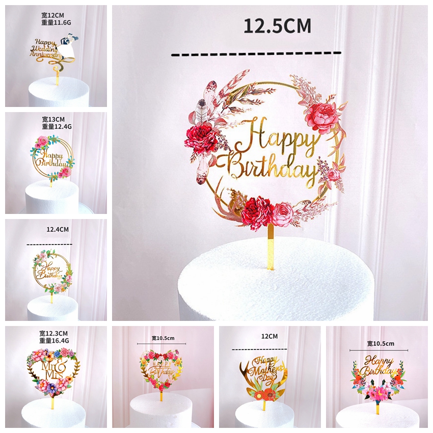Phụ Kiện Trang Trí Bánh Kem Hình Hoa Màu Vàng Bằng Acrylic