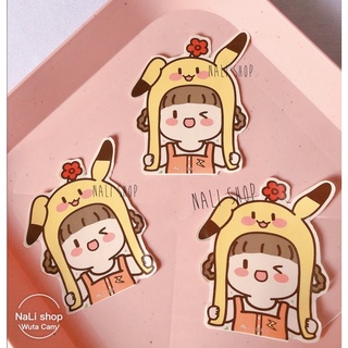 DECAL STICKER HÌNH DÁN CÔ BÉ GÁI TRÀ SỮA CUTE DỄ THƯƠNG, trang trí sổ, bullet journal
