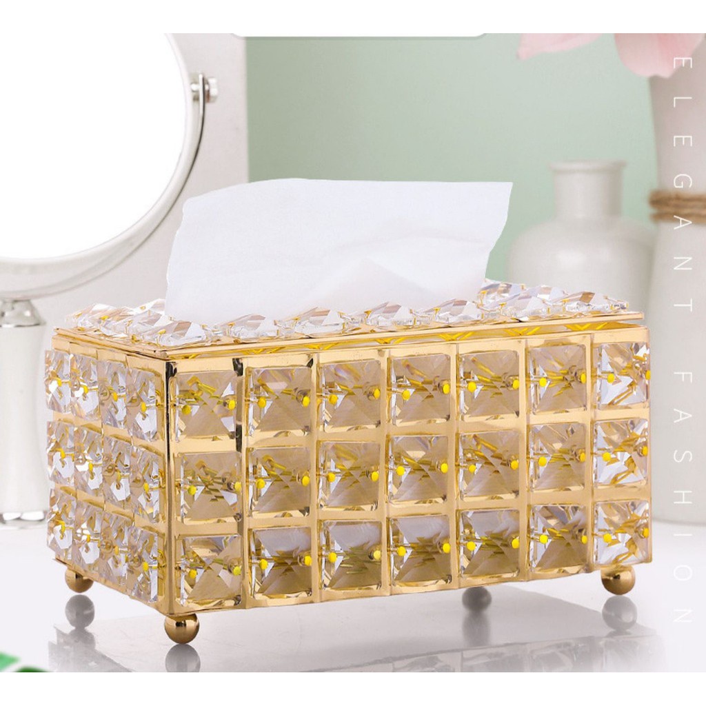 Hộp đựng khăn giấy pha lê cao cấp phong cách Châu Âu trang trí bàn ăn, phòng khách