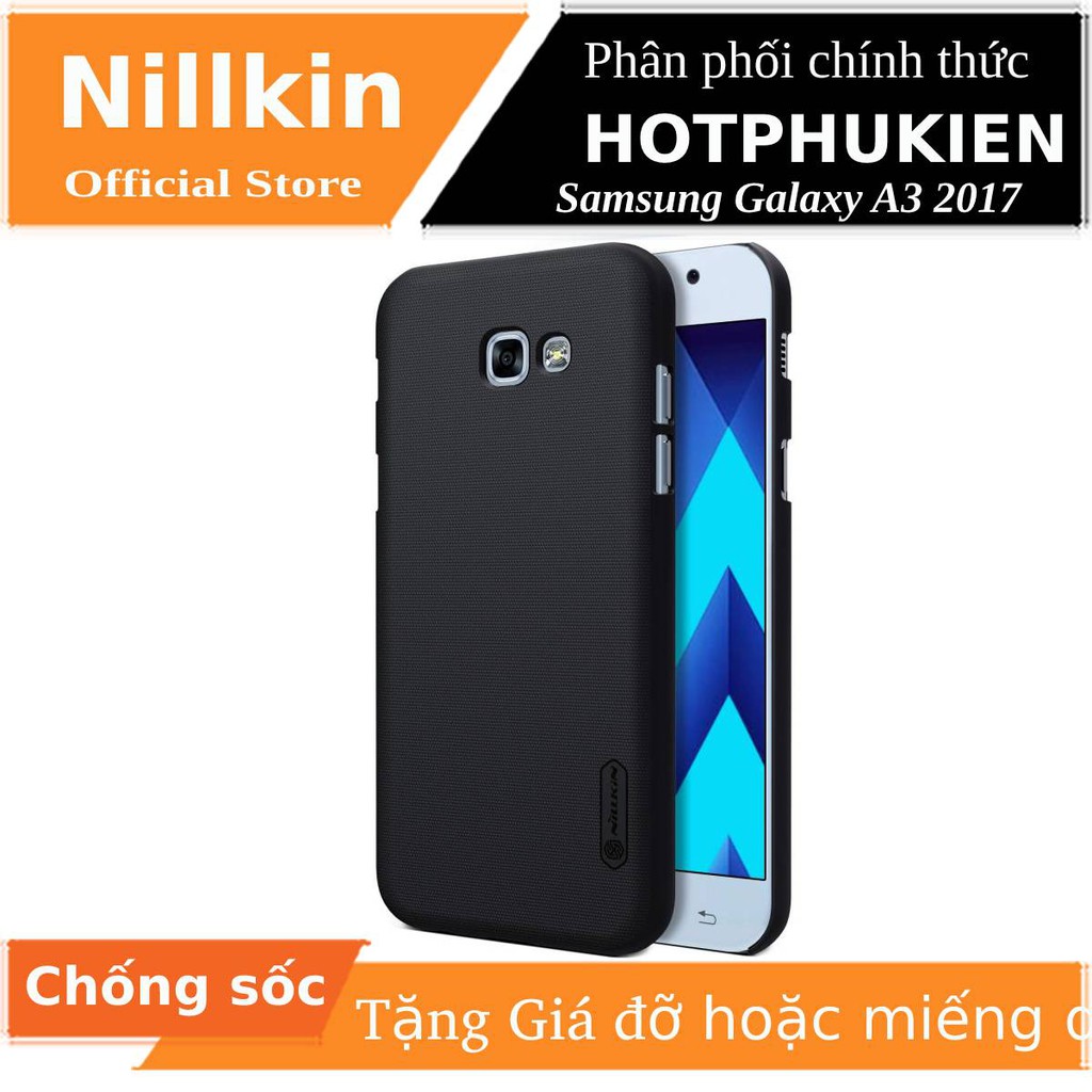 Ốp lưng nhám sần cho Samsung Galaxy A3 2017 hiệu Nillkin tặng kèm giá đỡ - Hàng nhập khẩu
