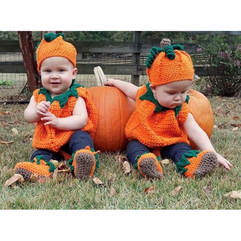 Mary☆Baby Crochet Photography Props Newborn Photo Pumpkin Costumes Infant Clothing