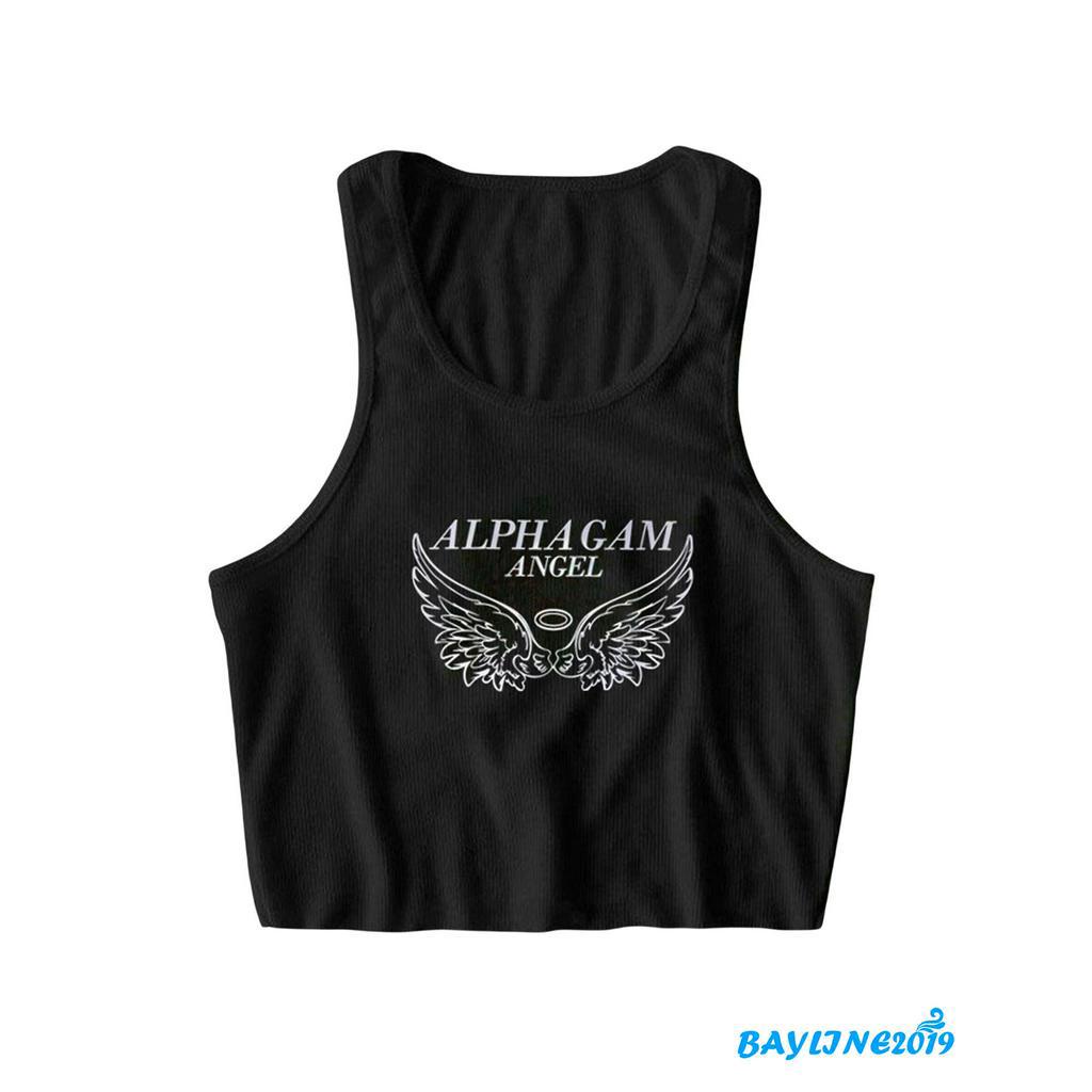 Áo Lửng Hai Dây In Chữ Thời Trang Cho Nữ