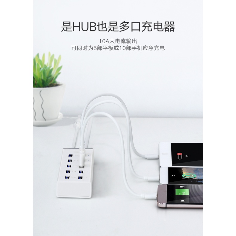 Hub USB 3.0 Chia Sang 10 cổng Ugreen 20297 - Hàng Chính Hãng