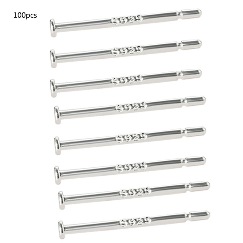 Sa Set 100 Kim Bạc 925 Dài 12.2MM Đầu Dẹt 1.4mm Làm Trang Sức Thủ Công