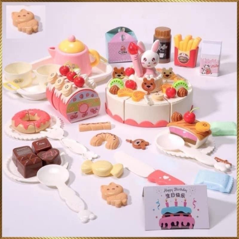 Đồ Chơi Bánh Sinh Nhật Cho Bé Loại 85 Chi Tiết Loại Lớn, Hiệu Ứng Nhạc Happy Birthday Và Đèn Nến Sinh Động