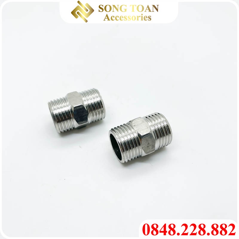 Nối 2 Đầu Ren Ngoài - Chất Liệu Hợp Kim Inox Giá Rẻ Đường Ren 21 & 27 Thông Dụng - Kép Man & Male