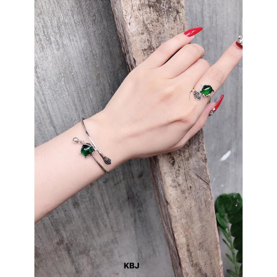 Thời Trang Nữ Bộ hồ ly cao cấp - bạc 9.25 thái lan xi đen đính đá Garrnets huyết - Trang sức bạc đẹp hjc Phương Linh Sh