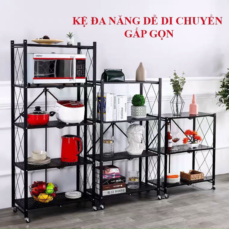 KỆ XẾP GỌN, KỆ ĐA NĂNG CÓ BÁNH XE DI CHUYỂN DỄ DÀNG, GẤP GỌN TIỆN LỢI 3/4/5/ TẦNG