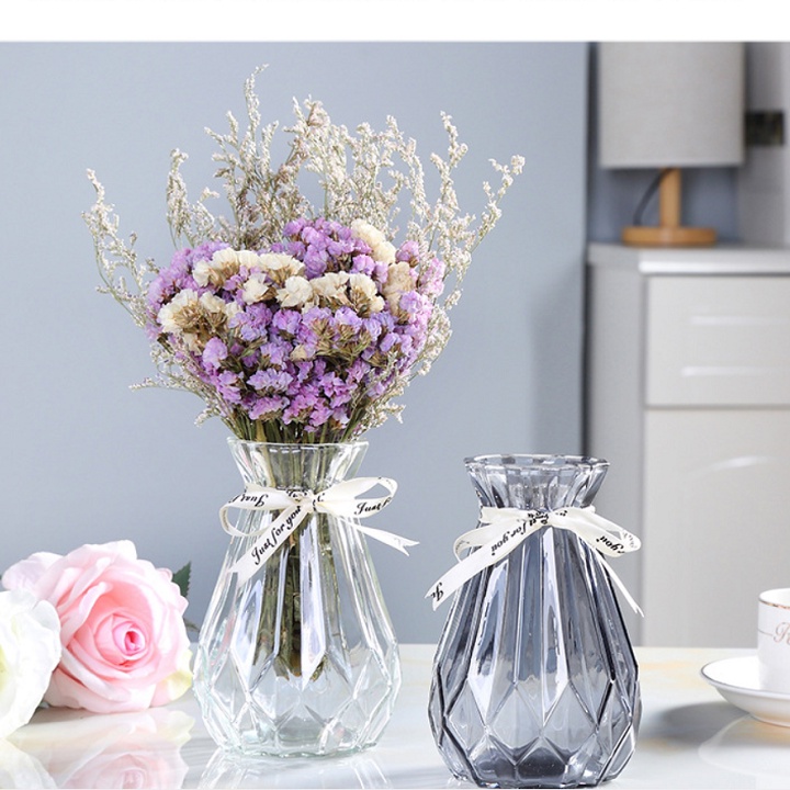 Bình Thủy Tinh - Bình cắm hoa thủy tinh đa giác Havi 17cm tiện dụng, sang trọng, tinh tế B001