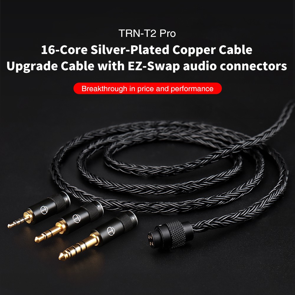 TRN T2 Pro 16 Core Earphones Silver Plated HIFI Upgrade Cable QDC//MMCX/0.75/0.78 MT1 MT1 PRO CS2 ST1