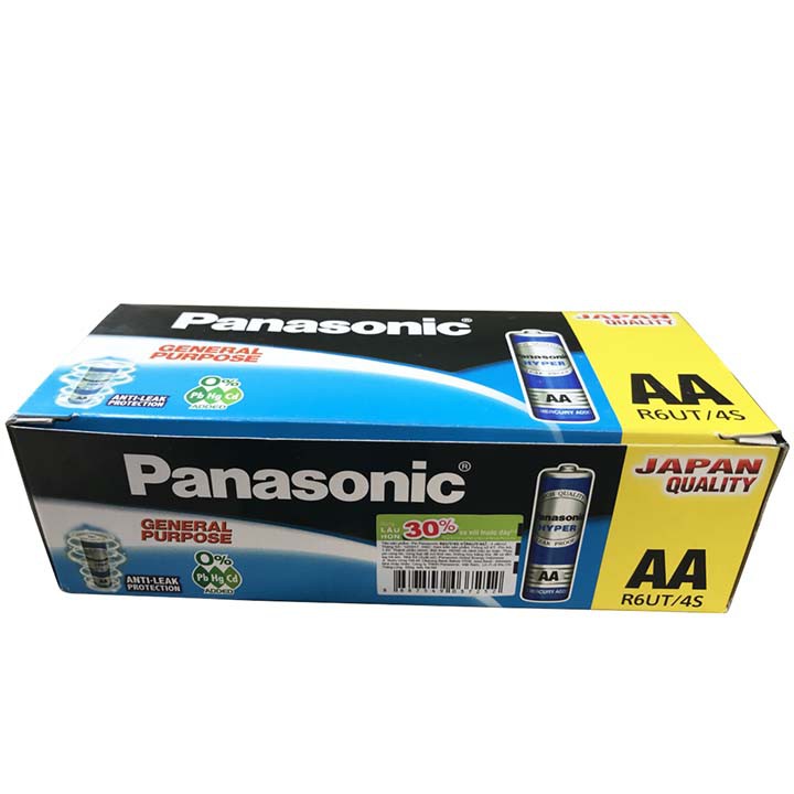 1 vỉ 4 viên Pin AA Panasonic R6UT Xanh - Hộp 60 Viên - Date mới - HSD 3 năm