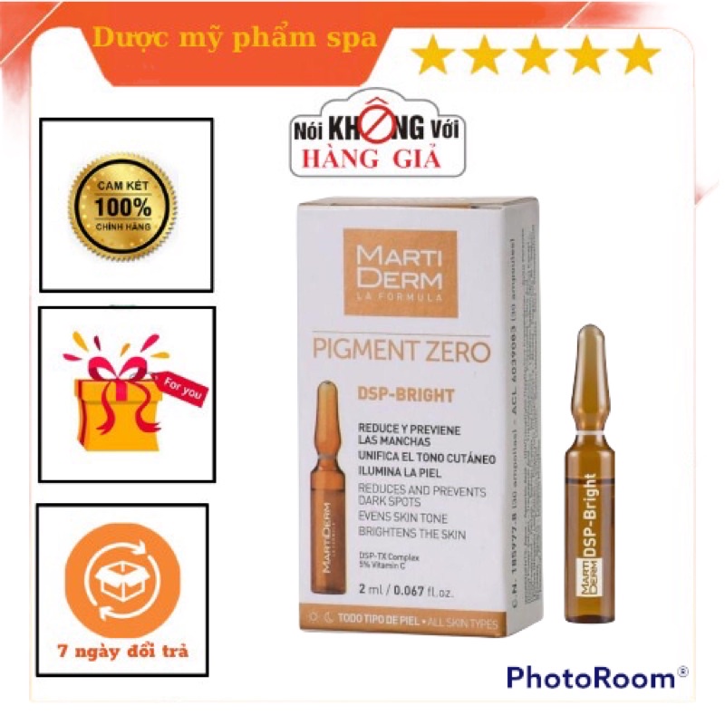 MARTIDERM PIGMENT ZERO DSP-Bright 2ml ống lẻ hộp làm sáng da giảm đốm sắc tố,trắng da,ngăn ngừa nám DƯỢC MỸ PHẨM SPA