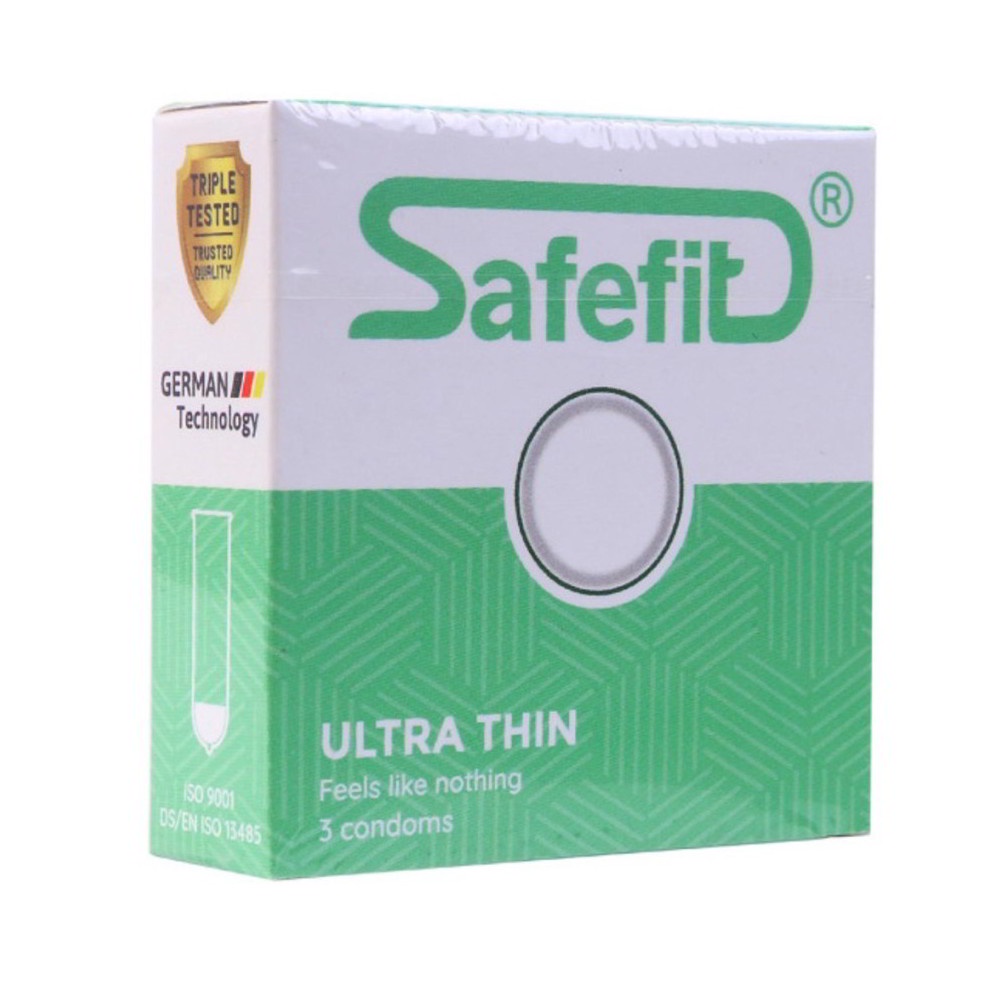 [ GIÁ SỈ ] - Bao cao su siêu mỏng, ôm thắt , tạo cảm giác chân thật Safefit Ultrathin - Hộp 3 cái hoặc 12 cái