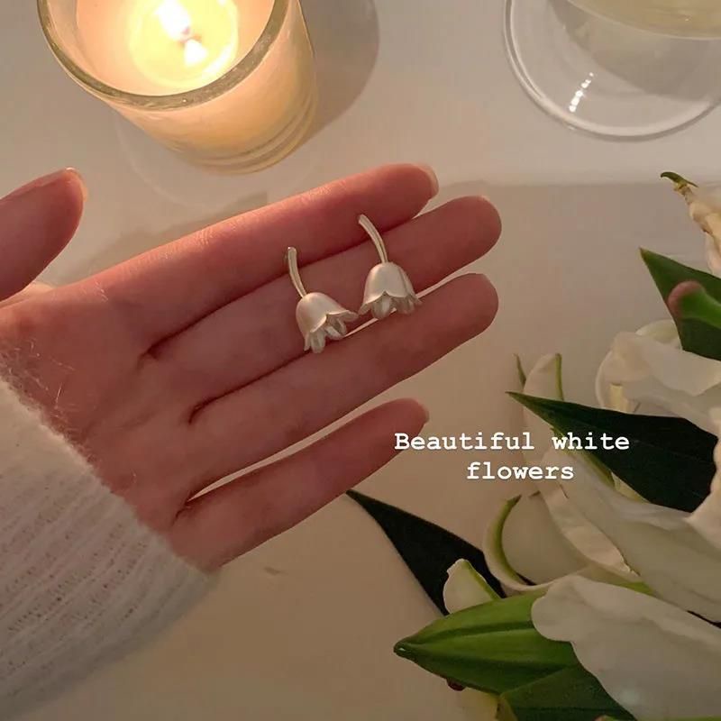 Bông tai bạc S925 - Khuyên tai nữ bạc Ý hình Hoa Tulip phong cách vintage, cổ điển sang trọng ZAZA accessories KT8083