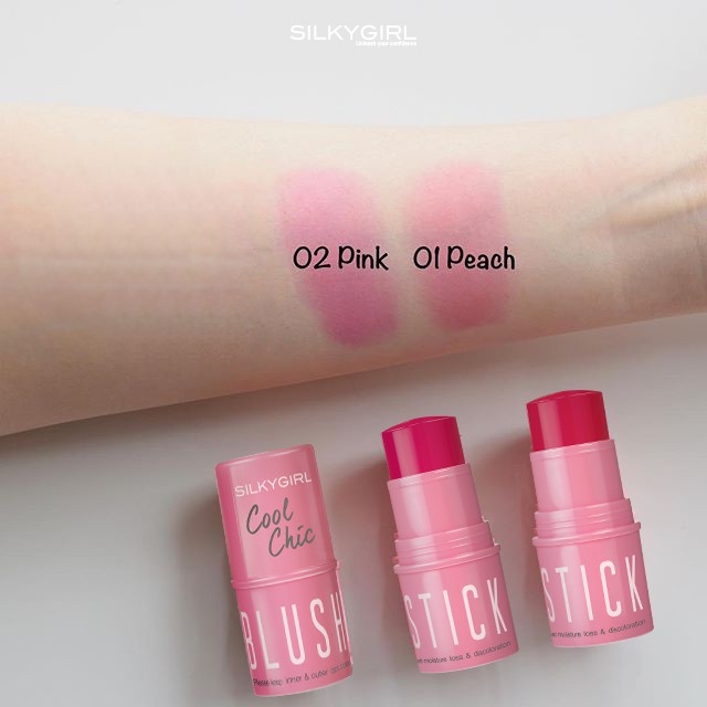 Má Hồng Dạng Thỏi Silkygirl Cool Chic Blush Stick 4g .#01 Peach