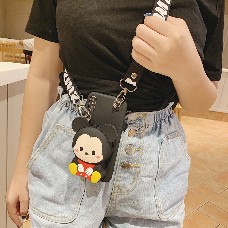 Dây kéo Ví hoạt hình minnie mickey mềm OPPO A3S A5S F5 F7 F9 F11 PRO A37 A71 A39 F1 F1S REALME 3 RENO Vỏ điện thoại