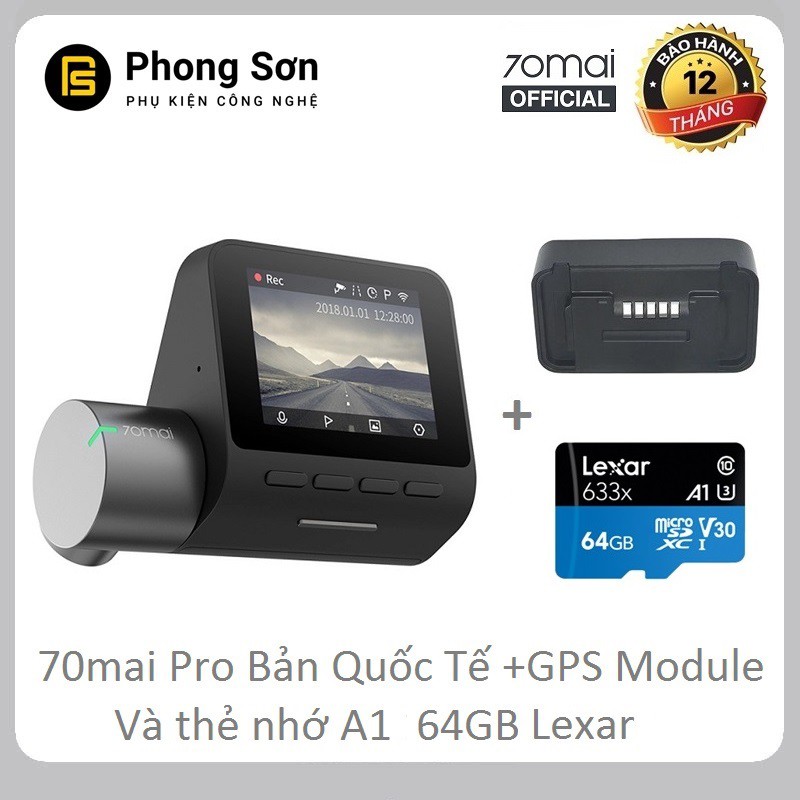 Camera hành trình Xiaomi 70mai Dash Camera Pro + Kèm 64GB A1 Lexar + Module GPS