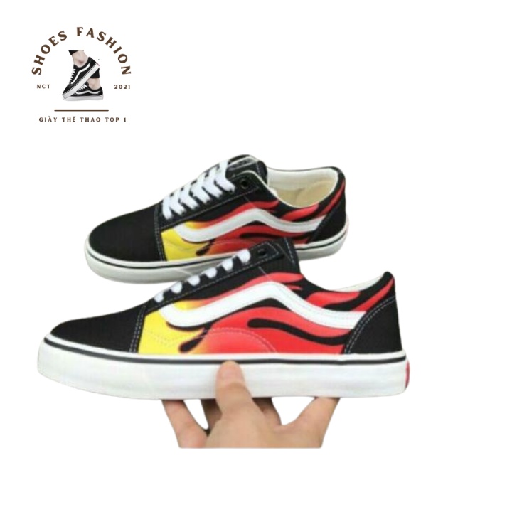 Giày thể thao nam nữ vans classic in hình lửa hàng việt nam xuất khẩu giầy thể thao sneaker nam nữ full size 36-43