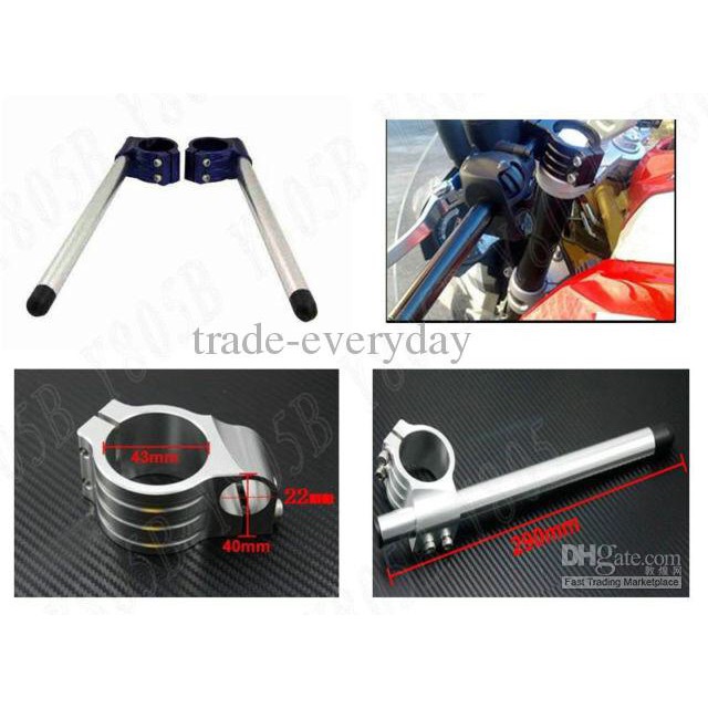 Ghi đông clip-on độ Cafe racer nhôm CNC Nguyên khối 45mm lắp cho thụt USD