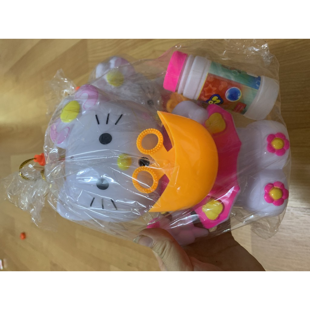 Đồ chơi Thổi Bong Bóng Mèo Hello Kitty - Có nhạc- Ánh sáng - Chạy Bằng Pin