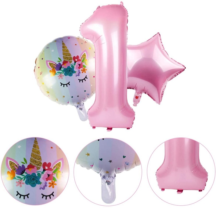 Bộ 5 Bong Bóng Hình Kỳ Lân Màu Sắc Kẹo Ngọt Kích Thước 32 Inch