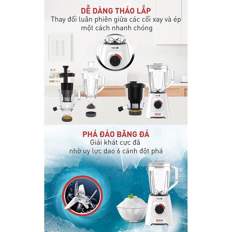 Máy Xay Sinh Tố và Ép Trái Cây Tefal BL42Q166- 2L-Hàng Chính Hãng-BH 2 Năm