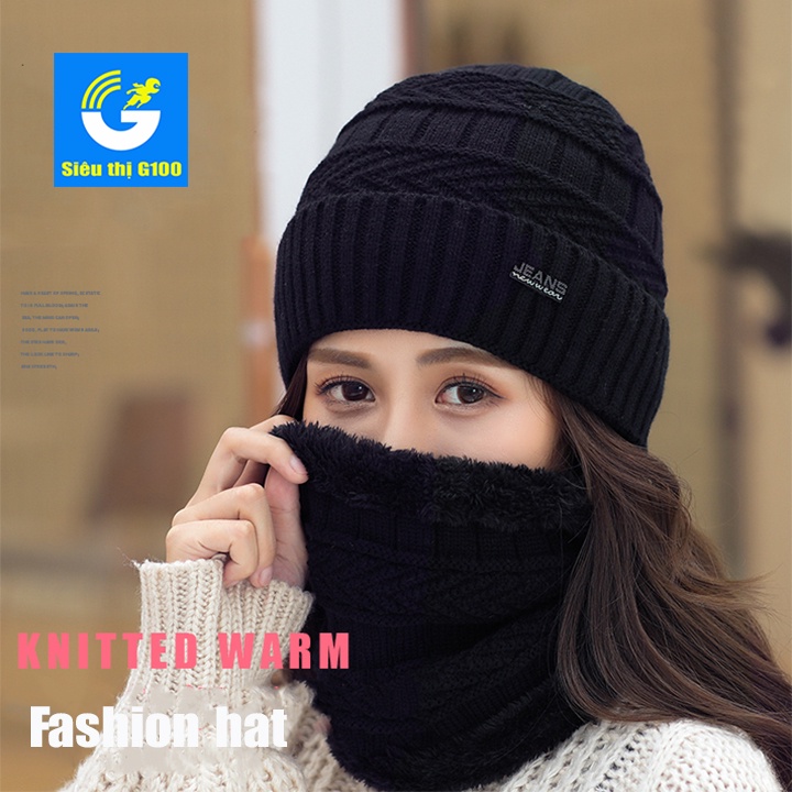 Bộ mũ len và khăn che cổ cao cấp