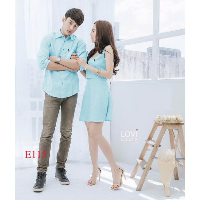 Đồ Đôi - ÁO ĐÔI - Đồ Đôi nam nữ xanh - E85 - E115 - LoviCouple - Có FeedBack