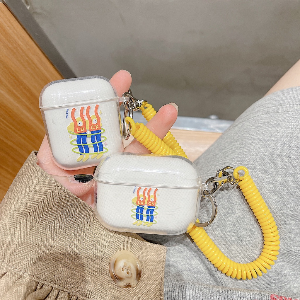 Vỏ Bảo Vệ Hộp Sạc Tai Nghe airpods 1 2 Pro 3rd Generation Pro 1/2 Trong Suốt Chống Sốc Họa Tiết Hoạt Hình Kèm Dây Đeo Kiểu Nhật Hàn