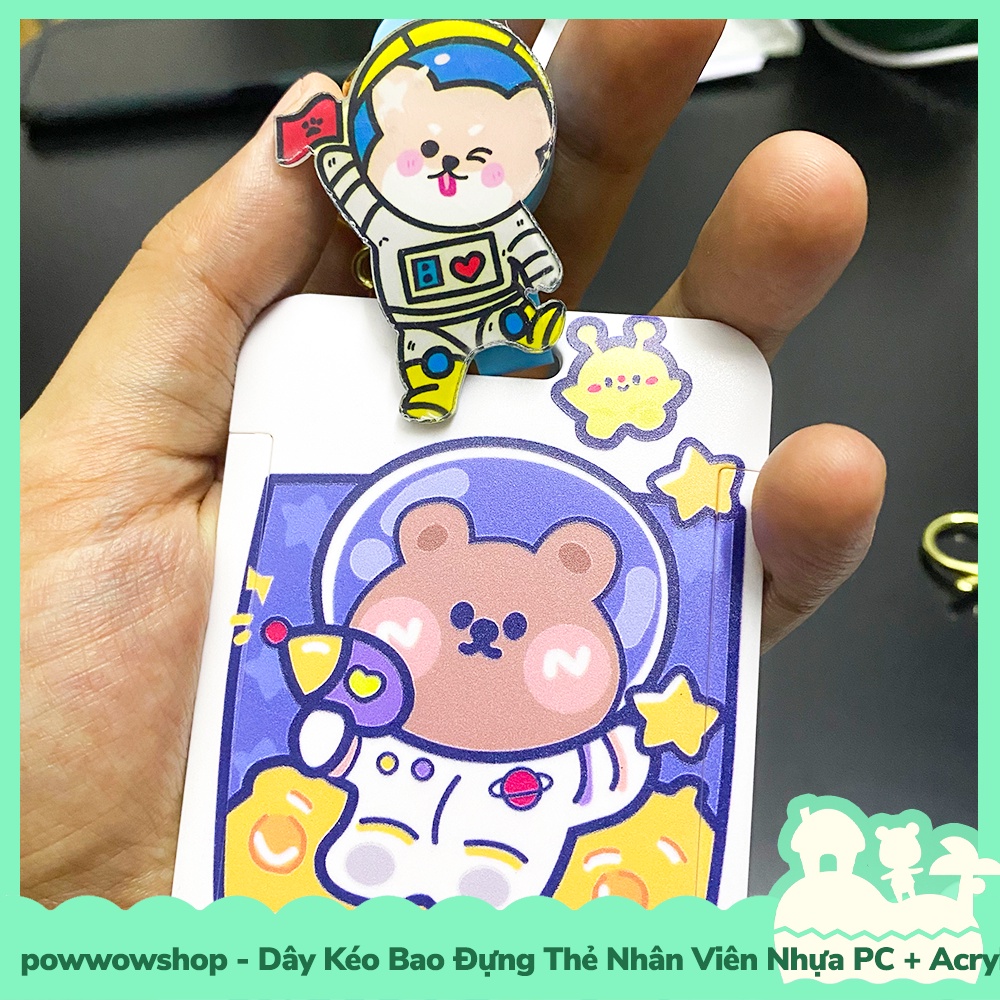 [Sẵn VN - Hỏa Tốc] Dây Kéo Bao Đựng Thẻ Nhân Viên Nhựa PC + Acrylic Mẫu Nhân Vật Hoạt Hình Rabbit &amp; Bear Plannet