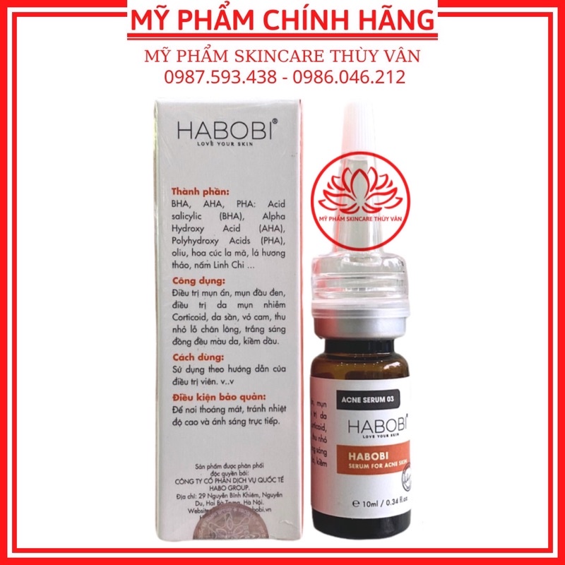 Serum 03 Giảm Mụn Kiềm Dầu Trắng Da Sẽ Khít Lỗ Chân Lông Chính Hãng HABOBI 10ml