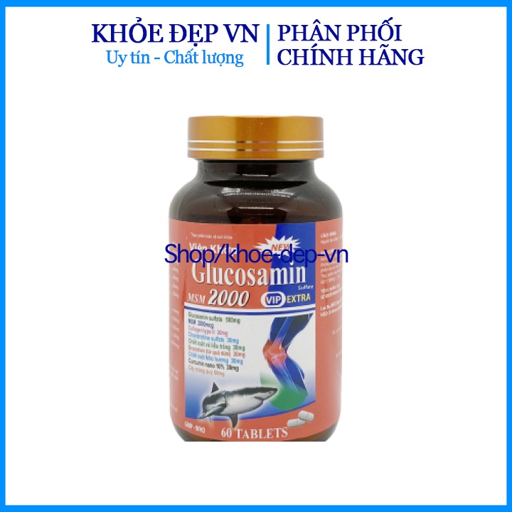 Viên khớp Glucosamin MSM 2000mg giảm đau nhức mỏi xương khớp - Lọ 60 viên