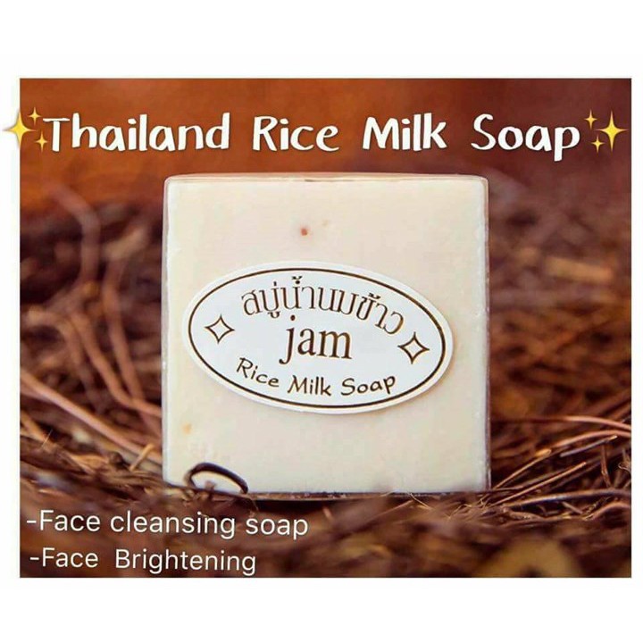 Xà phòng trắng da cám gạo thái lan Jam Rice Milk Soap Whitening Herbal Soap