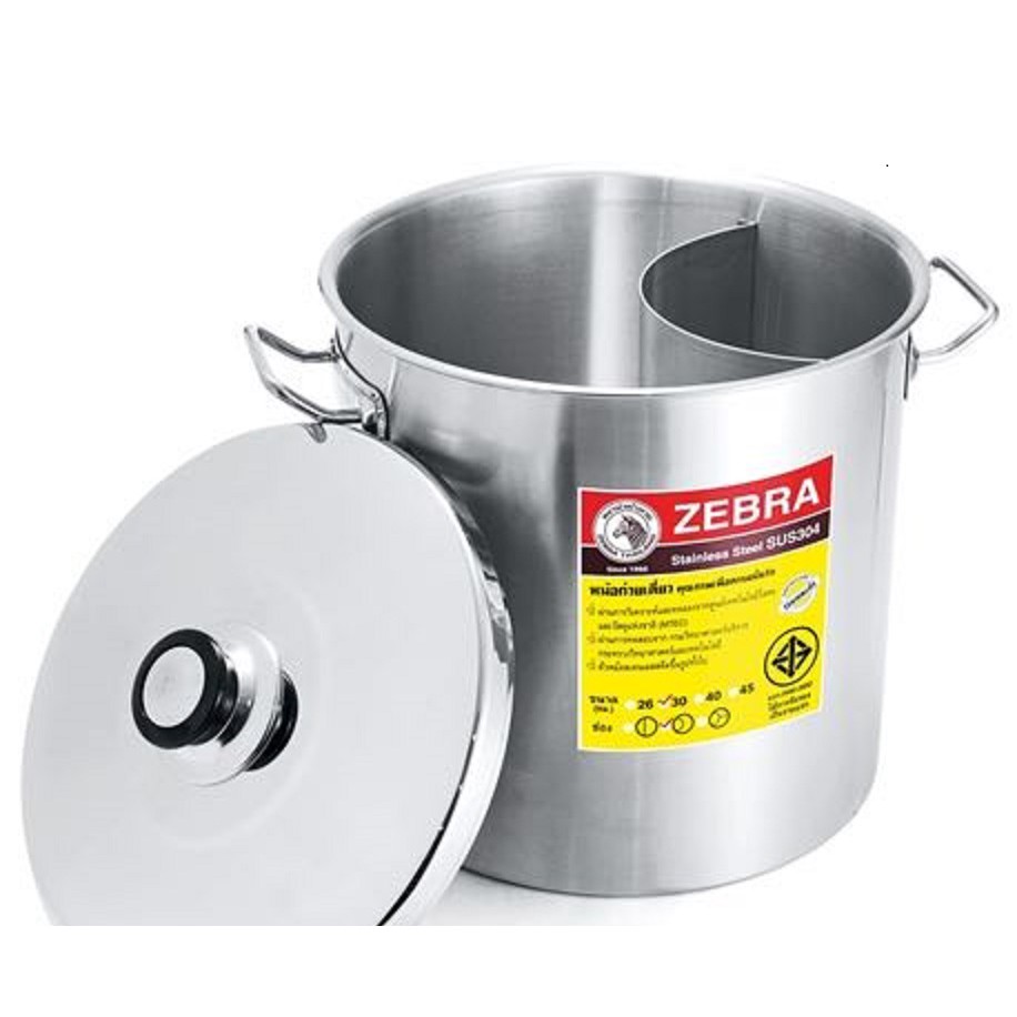 Nồi phở zebra 26cm có nắp dung tích (13,5L, 28cm x 25,5cm) ngăn đôi 172027 Thái Lan