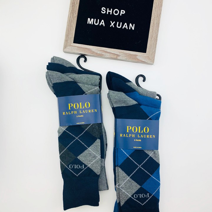 Vớ Polo Ralph Lauren Men's Dress Socks - Set 3 đôi Argyle/ Grey/ Navy